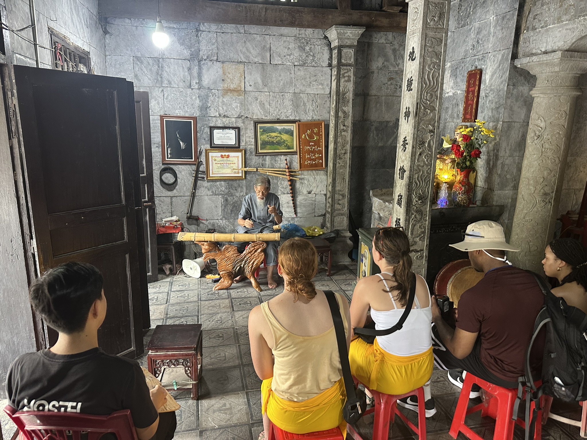 Lush green surroundings and limestone cliffs